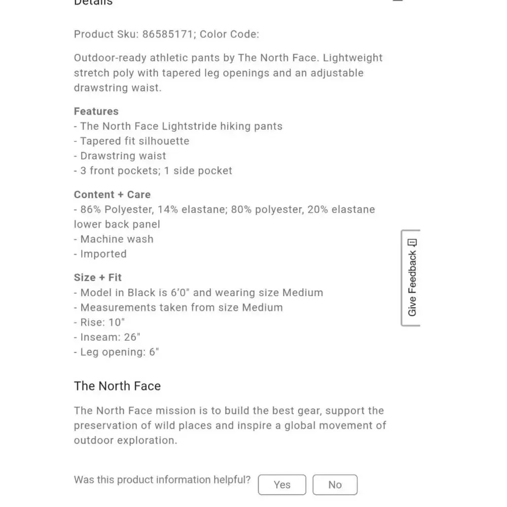 The North Face Lightstride stretch tech pants black gorpcore articulated medium